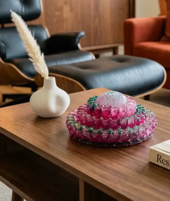 Rose Garden Ruffled & Hobnob Resin Tray Set with Sea Urchin | 4-Piece Set Peppered Moth Studios 