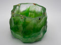 Geometric green resin bowl with  gold and copper leaf on a white background