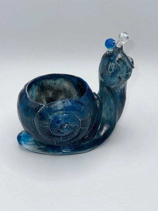 Electric Blue Boogie Woogie | Snail Succulent Pot Peppered Moth Studios