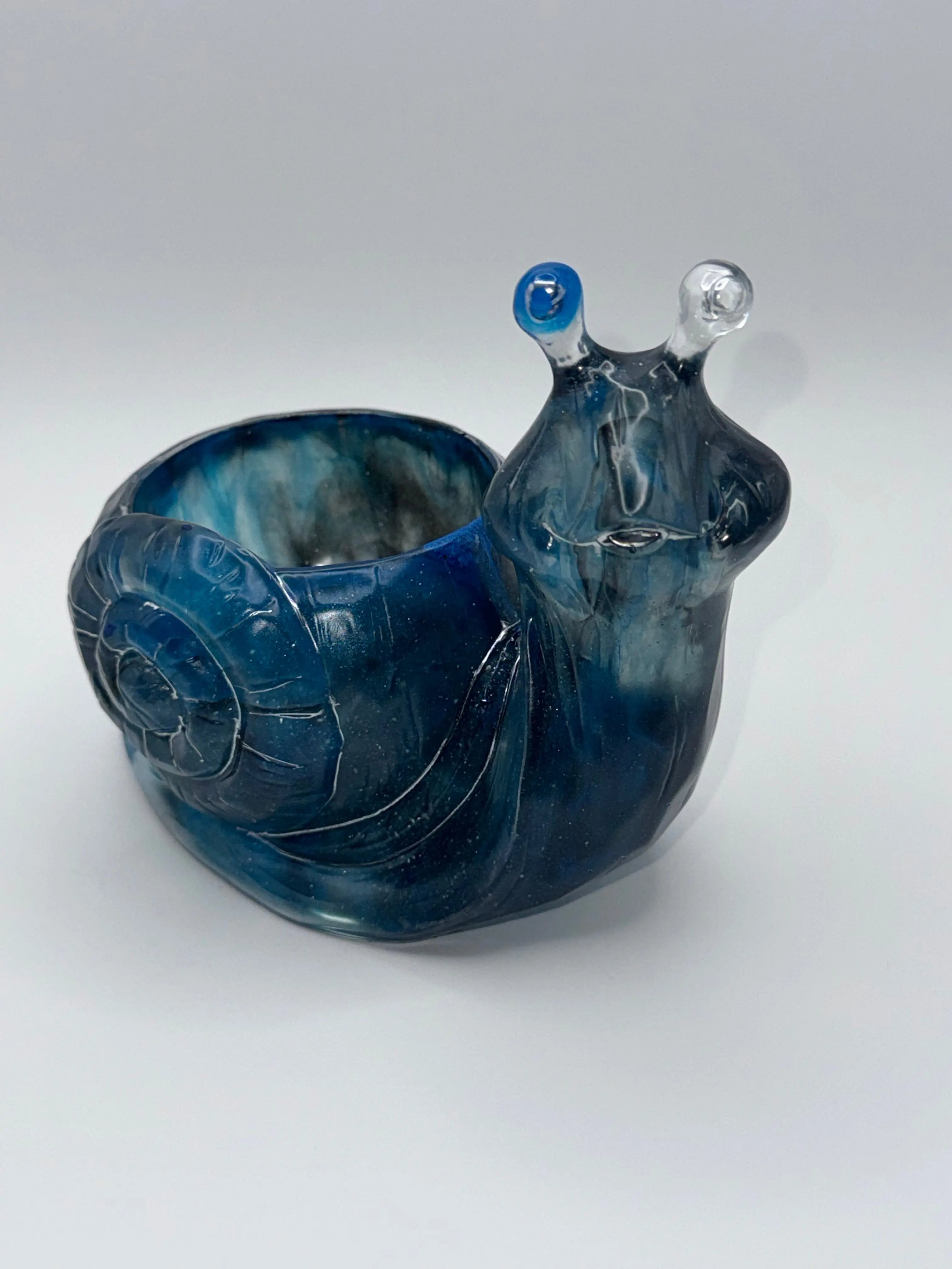 Electric Blue Boogie Woogie | Snail Succulent Pot Peppered Moth Studios