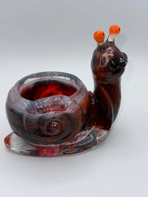 Red, blue and orange Snail Succulent Pot Peppered Moth Studios