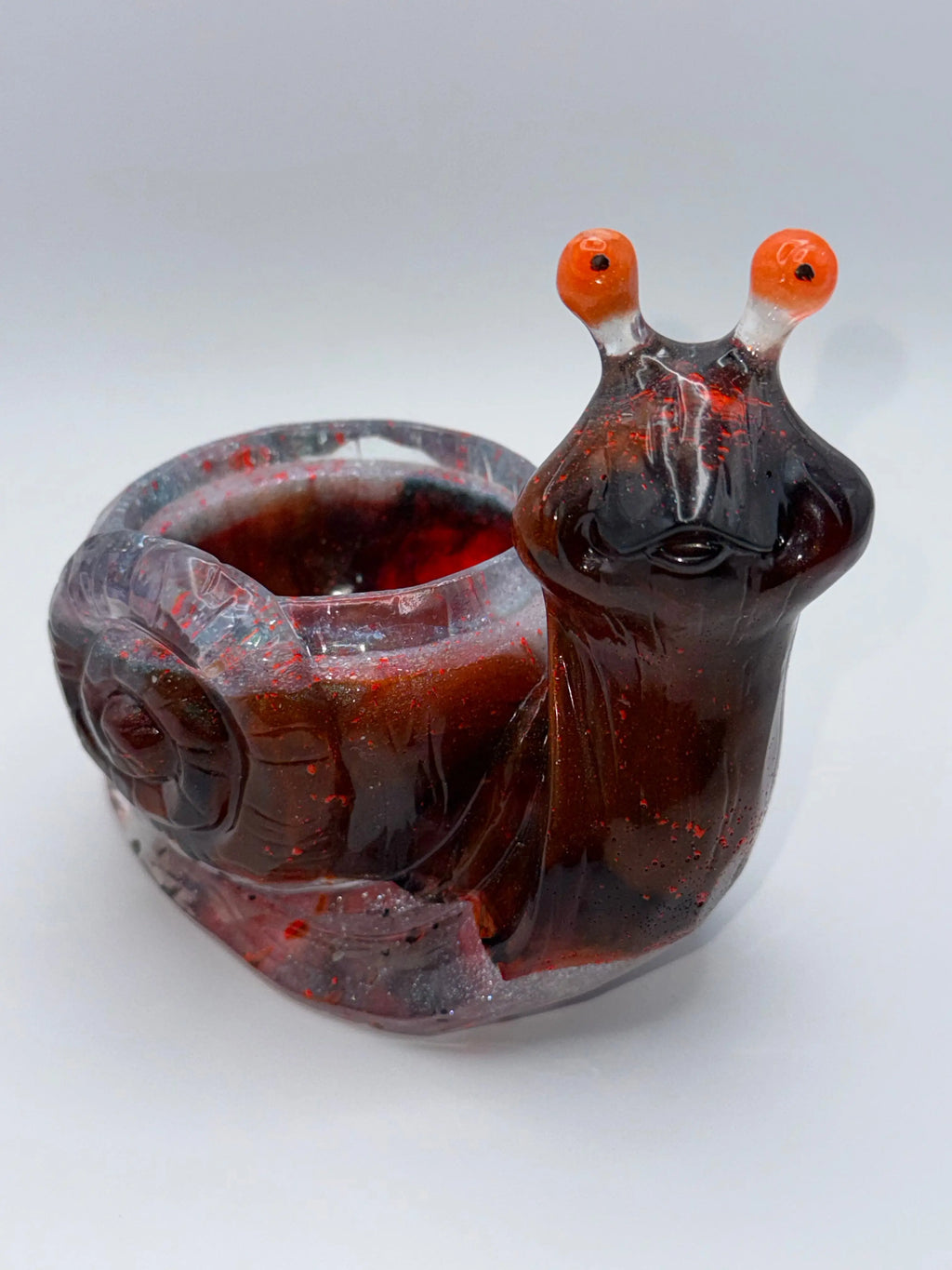 Red, blue and orange Snail Succulent Pot Peppered Moth Studios
