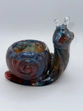 Blue and Red Snail Succulent Pot Peppered Moth Studios