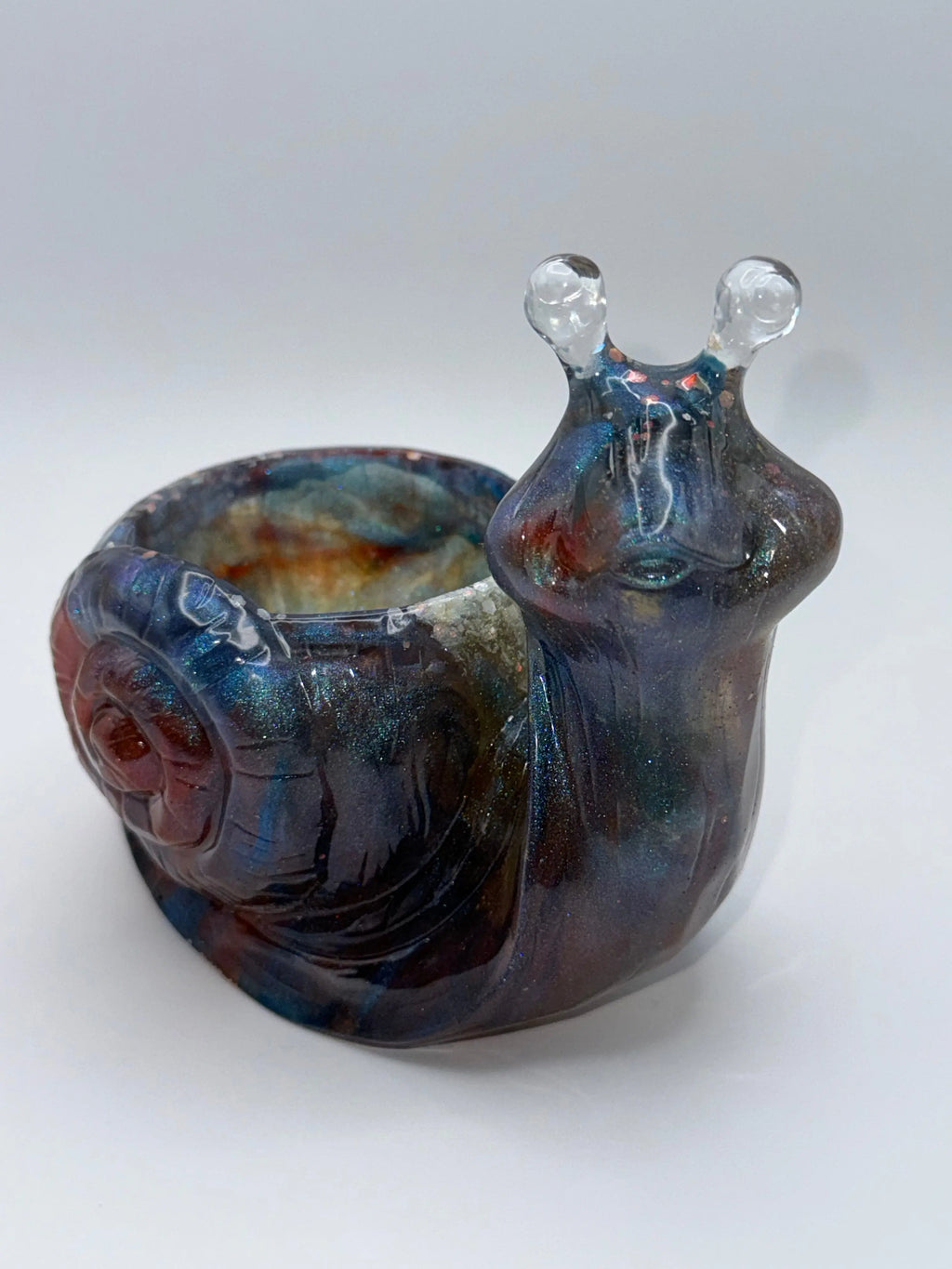 Blue and Red Snail Succulent Pot Peppered Moth Studios