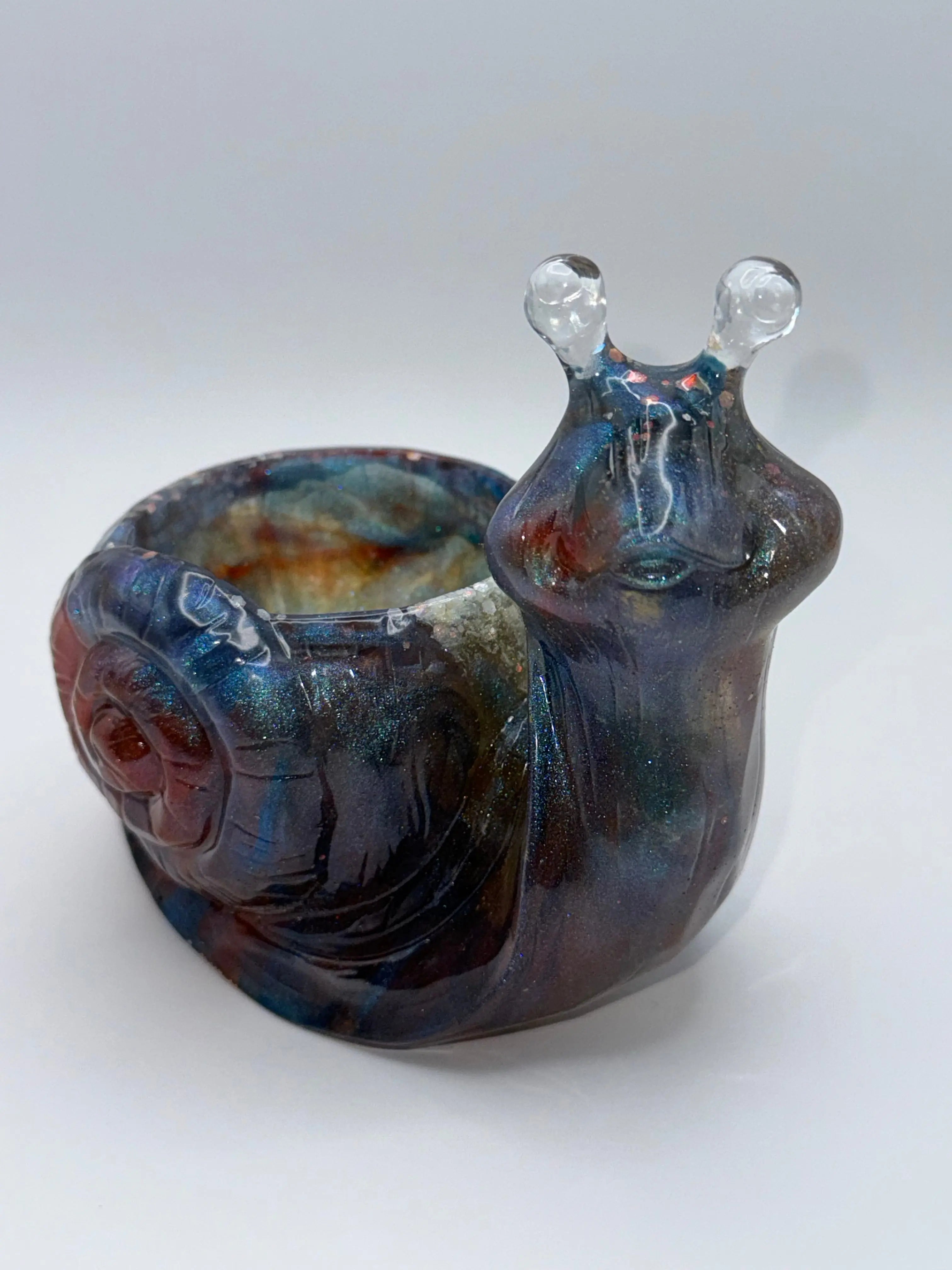 Blue and Red Snail Succulent Pot Peppered Moth Studios