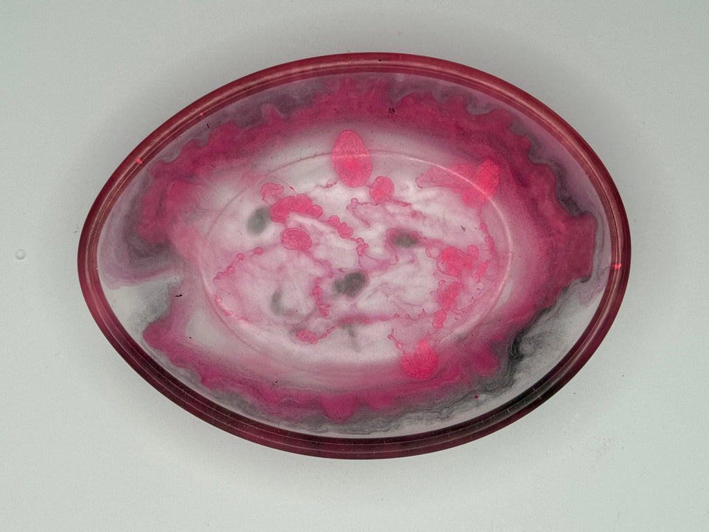 Three resin trays | Soap Dishes | Florescent Hot Pink and Black Peppered Moth Studios