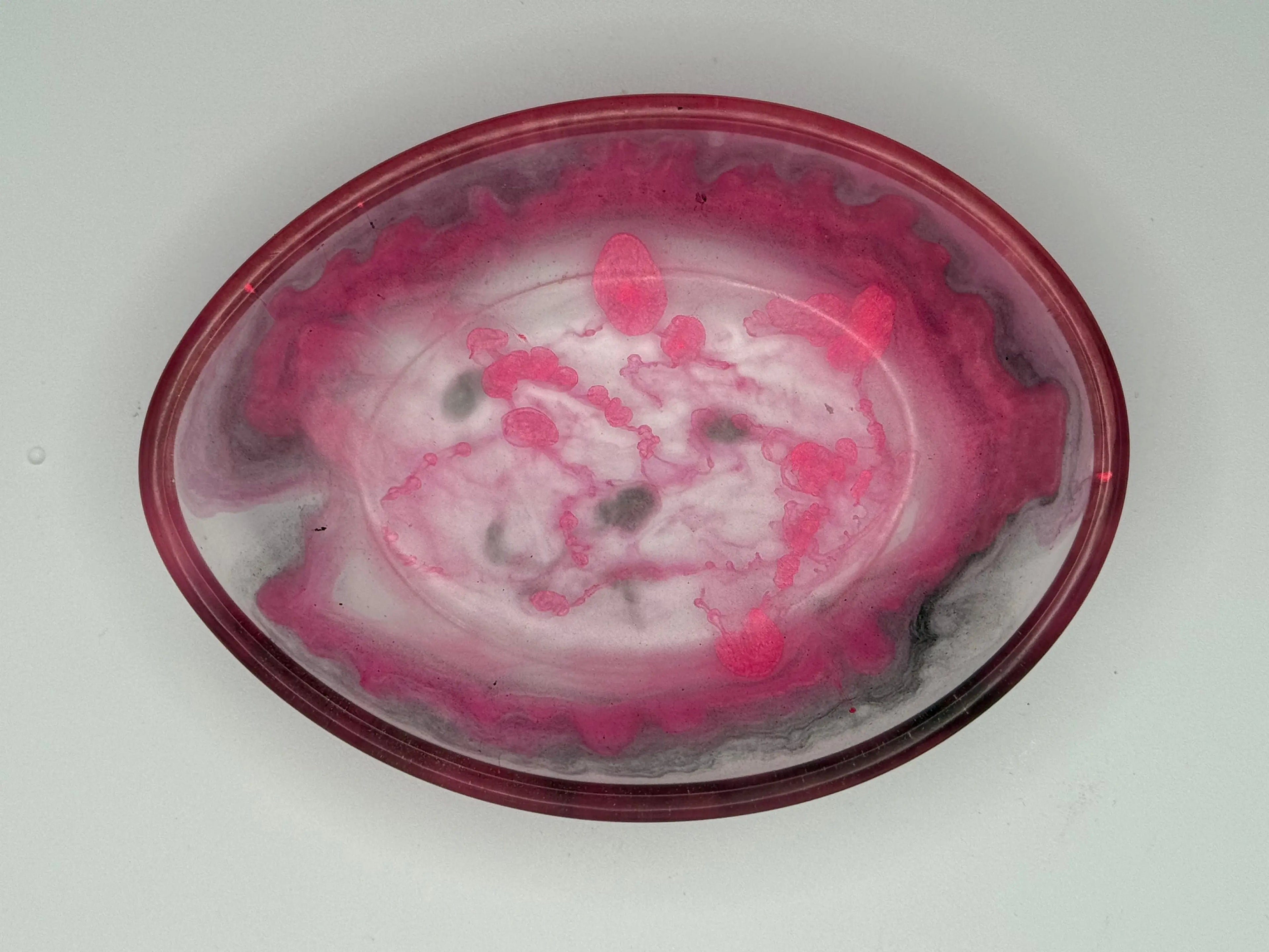 Three resin trays | Soap Dishes | Florescent Hot Pink and Black Peppered Moth Studios