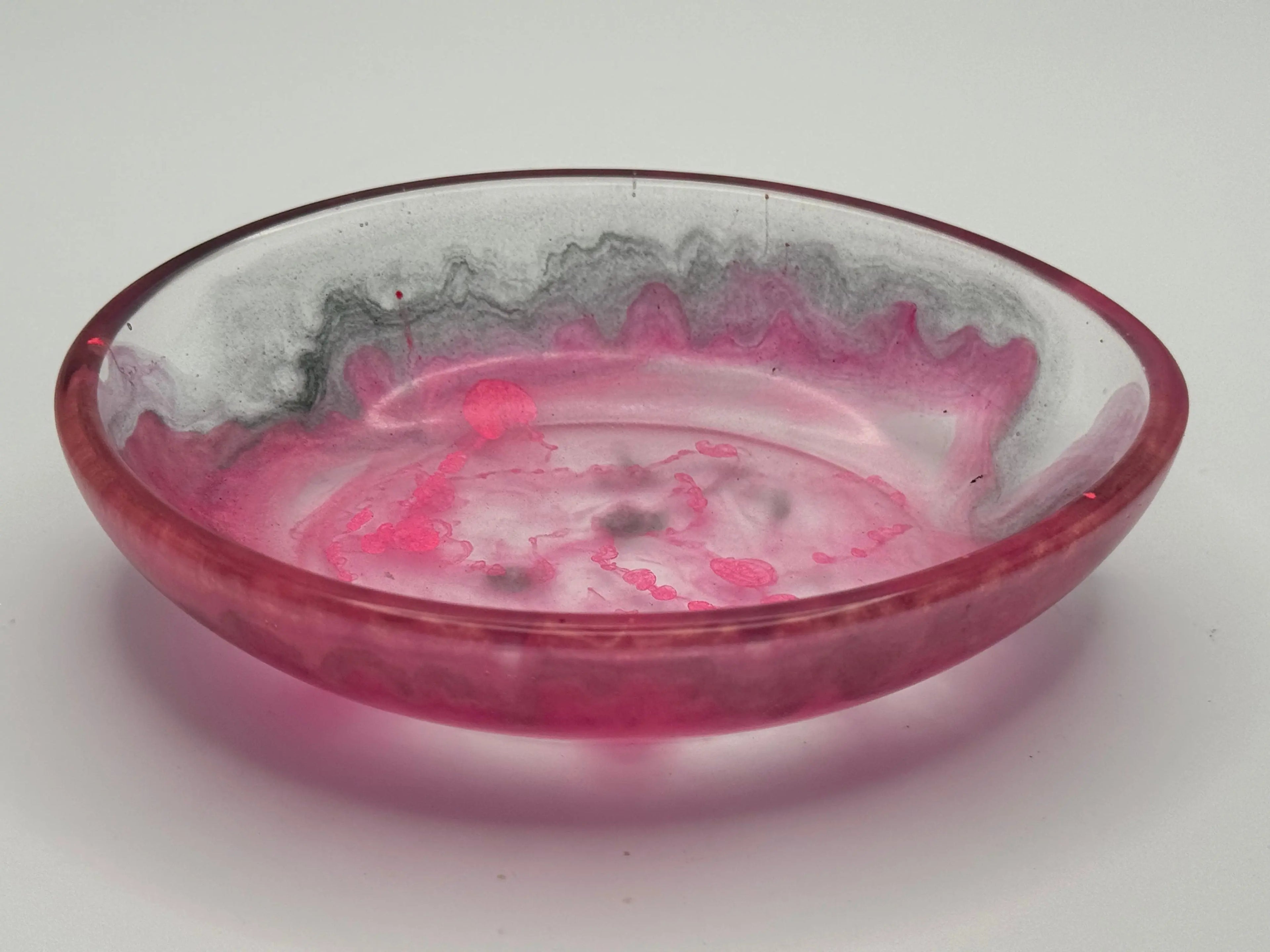 Three resin trays | Soap Dishes | Florescent Hot Pink and Black Peppered Moth Studios
