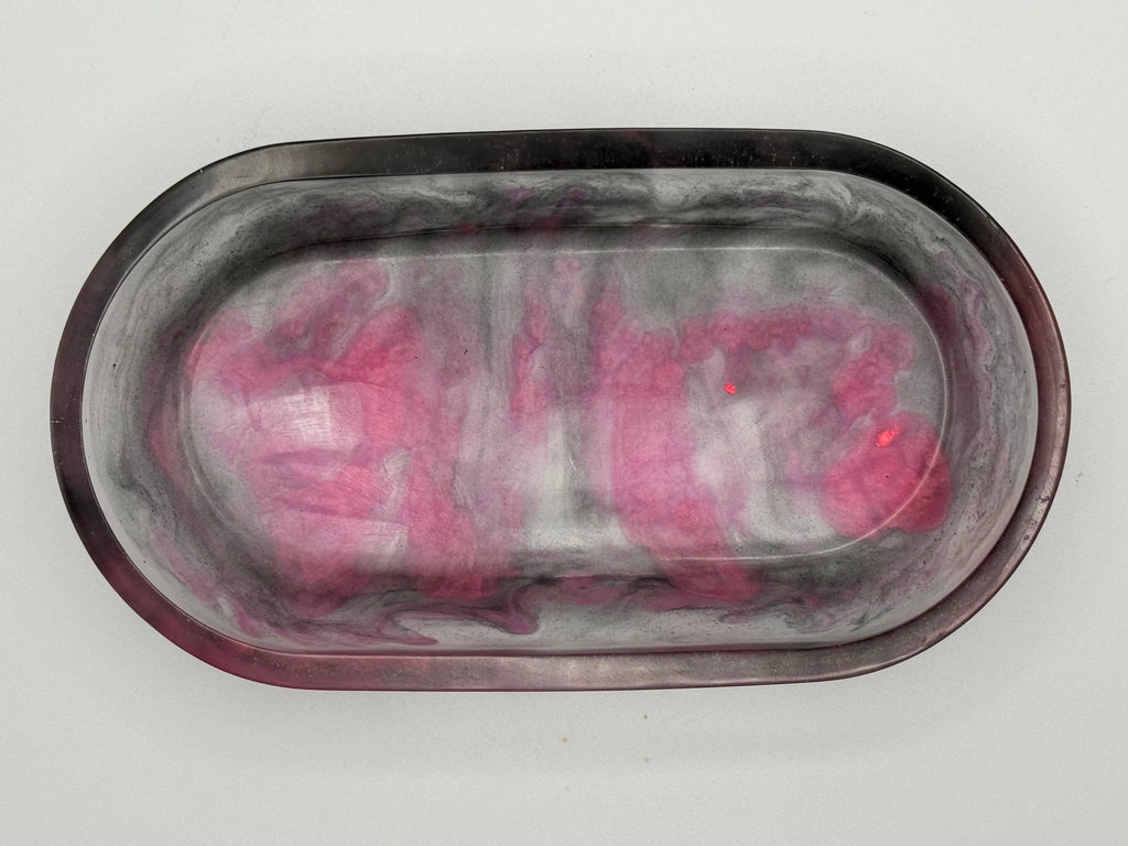 Three resin trays | Soap Dishes | Florescent Hot Pink and Black Peppered Moth Studios