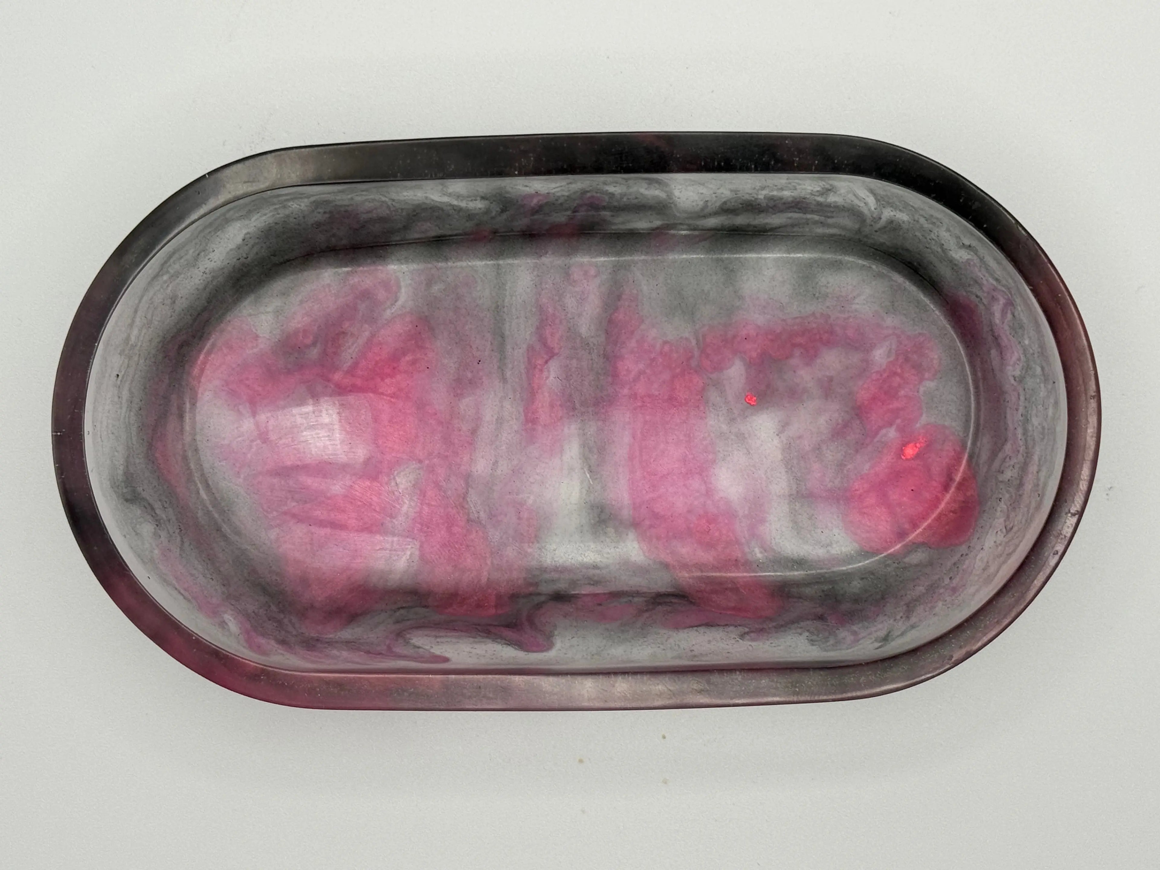 Three resin trays | Soap Dishes | Florescent Hot Pink and Black Peppered Moth Studios