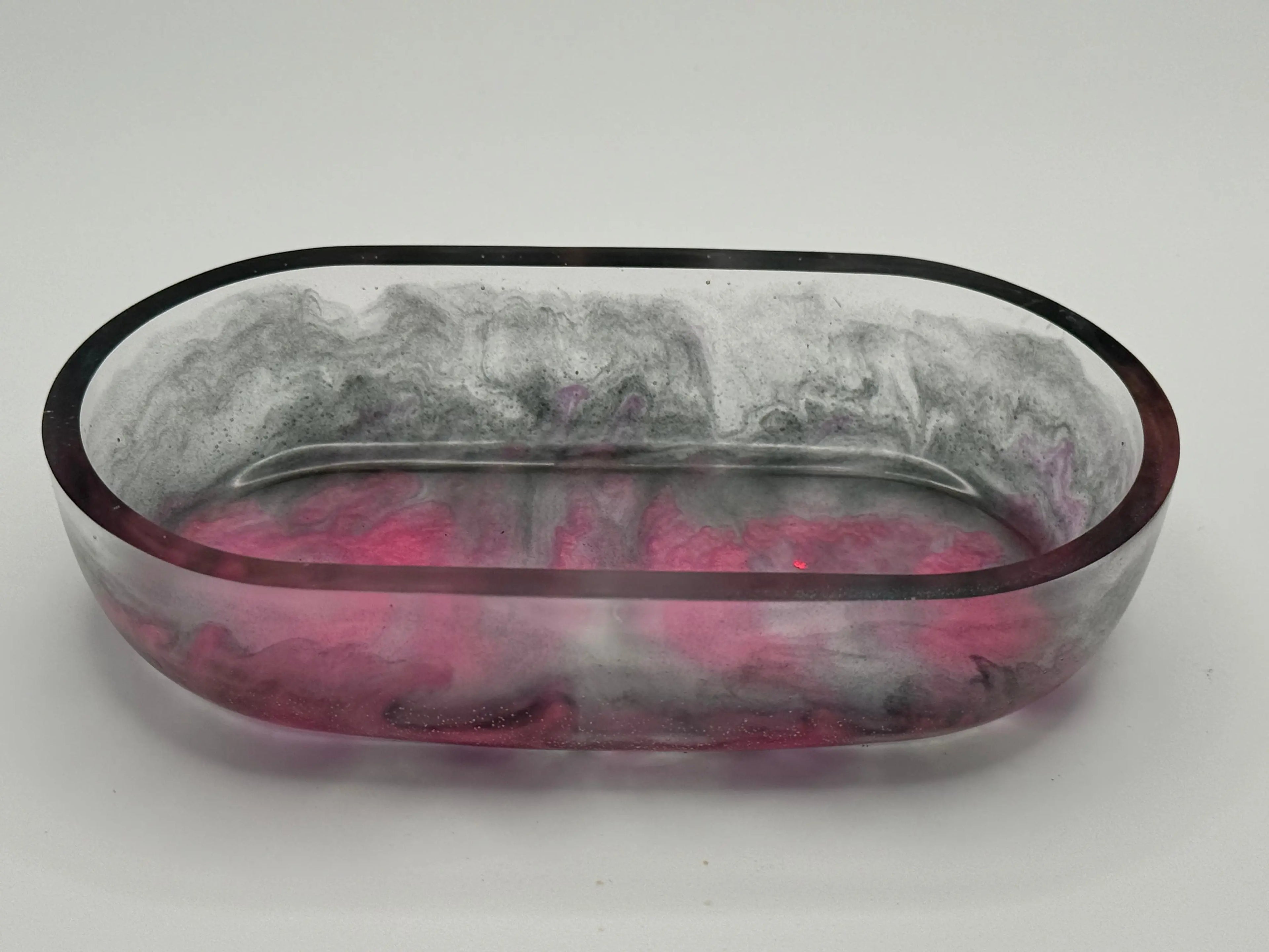 Three resin trays | Soap Dishes | Florescent Hot Pink and Black Peppered Moth Studios