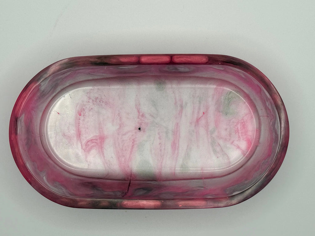 Three resin trays | Soap Dishes | Florescent Hot Pink and Black Peppered Moth Studios