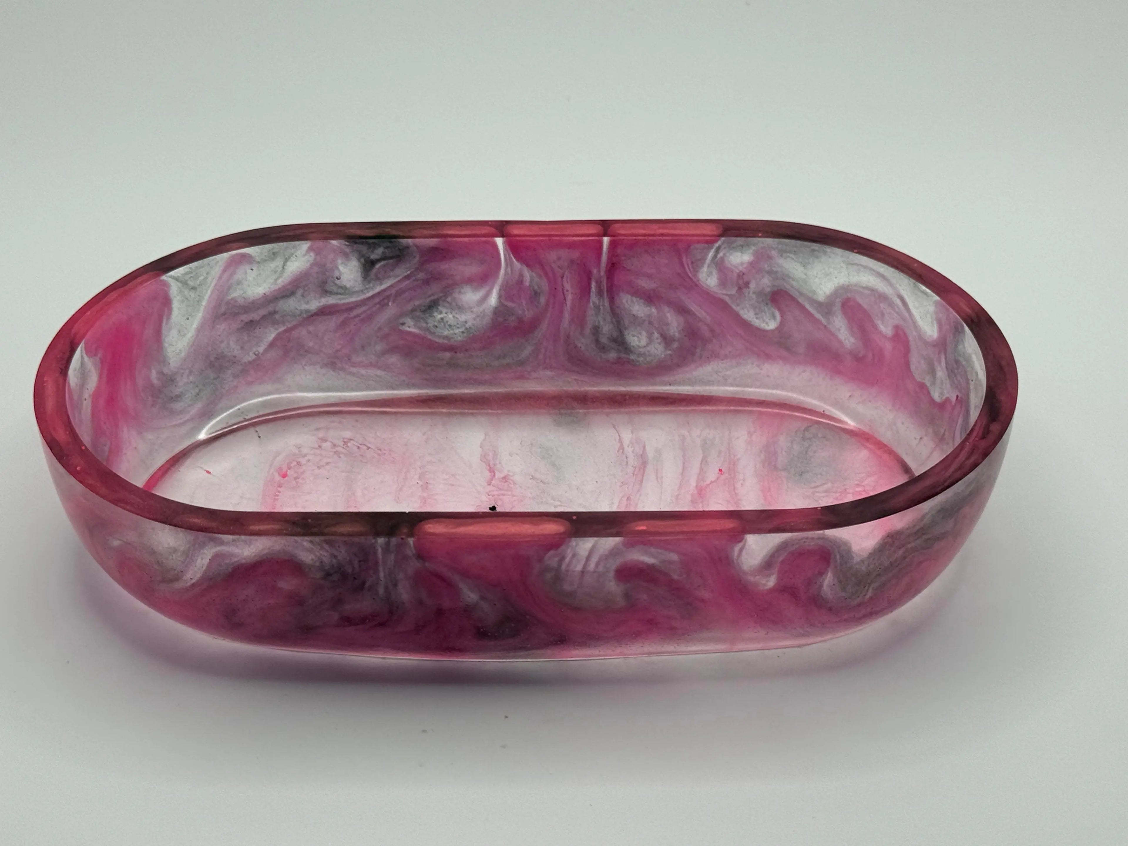 Three resin trays | Soap Dishes | Florescent Hot Pink and Black Peppered Moth Studios