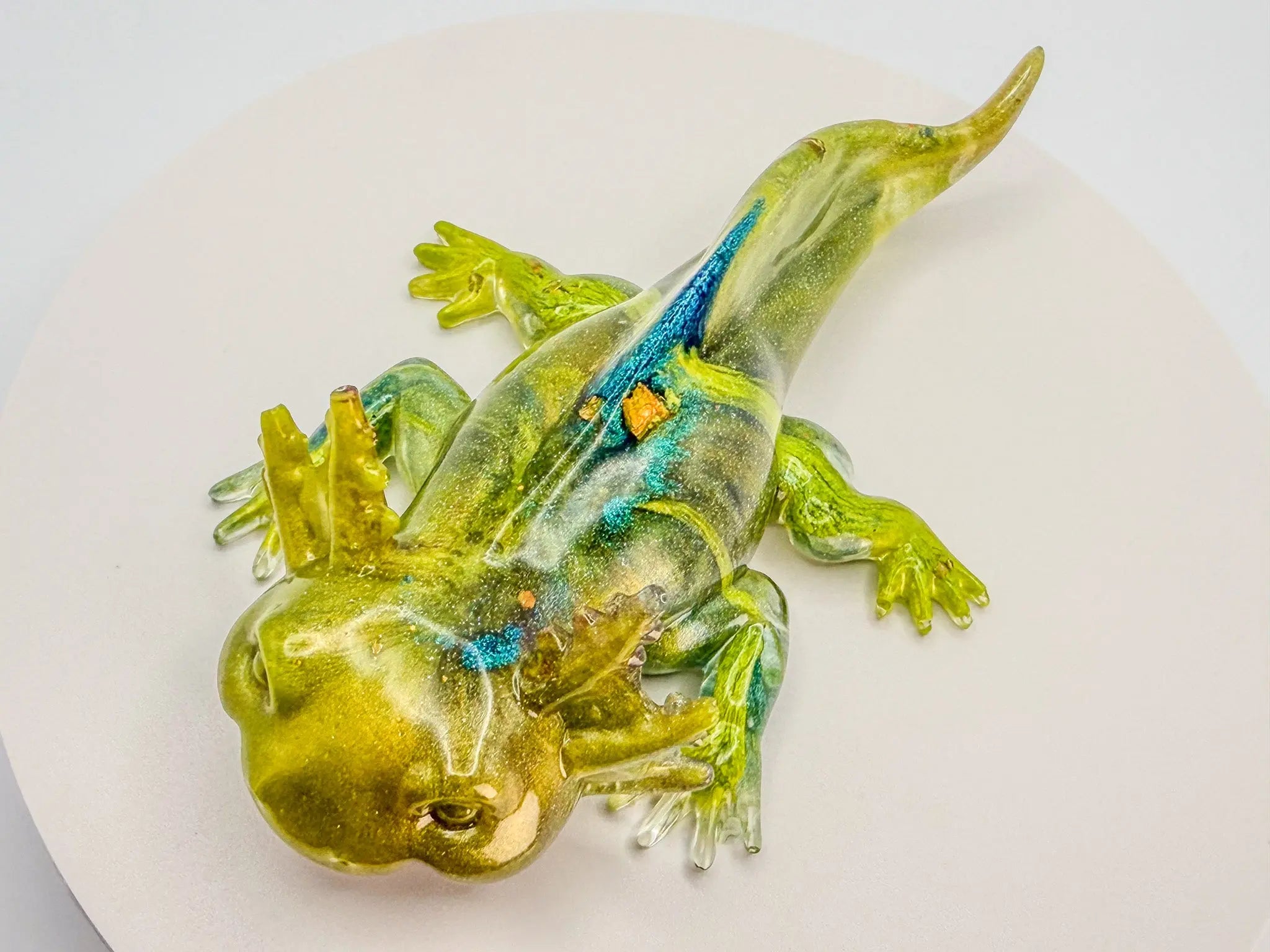 Enchanted Forest Axolotl Resin Sculpture Peppered Moth Studios, LLC 