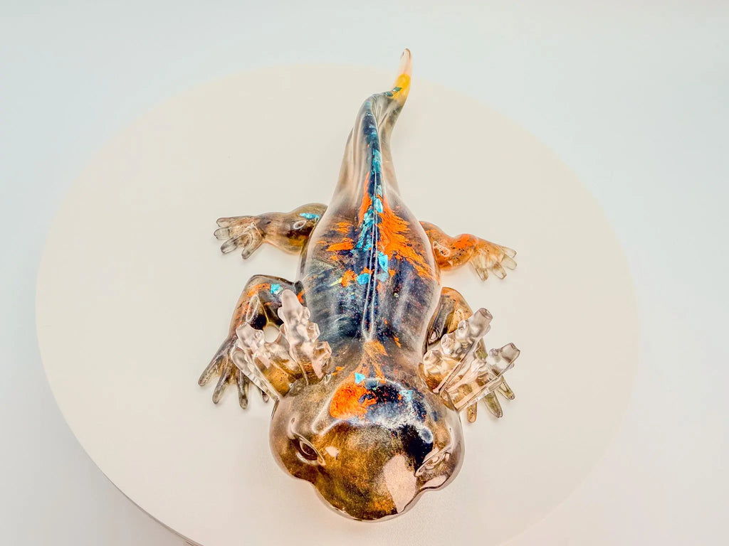Ember & Midnight Axolotl Resin Sculpture Peppered Moth Studios, LLC 
