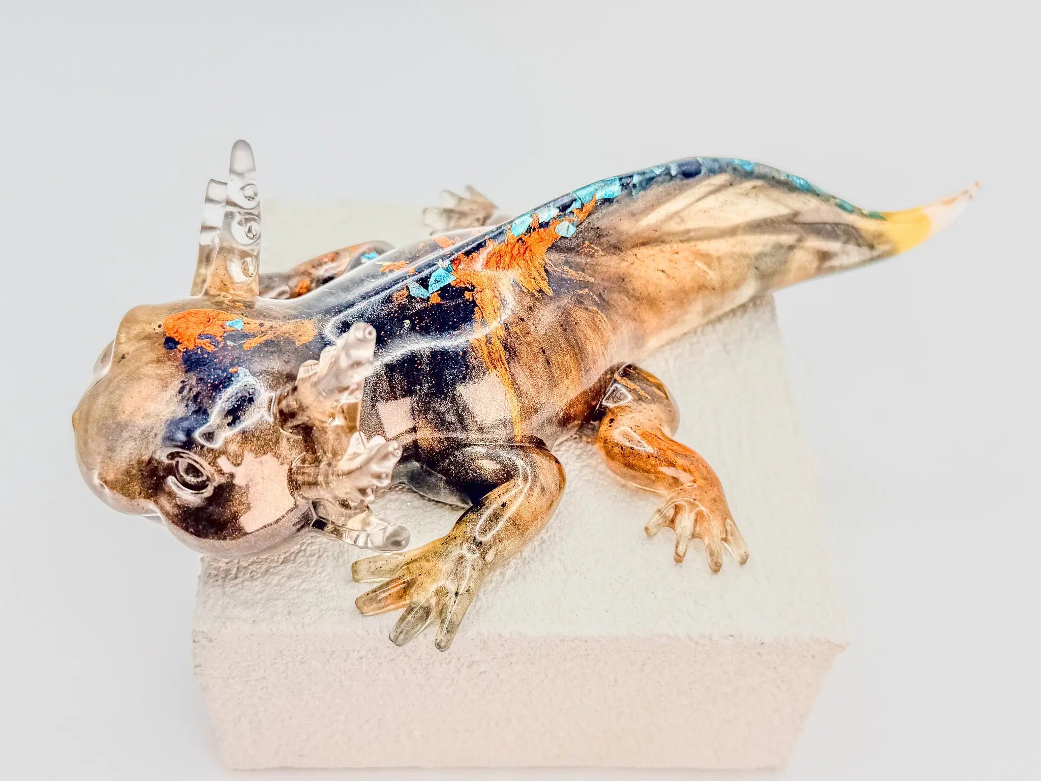 Ember & Midnight Axolotl Resin Sculpture Peppered Moth Studios, LLC 