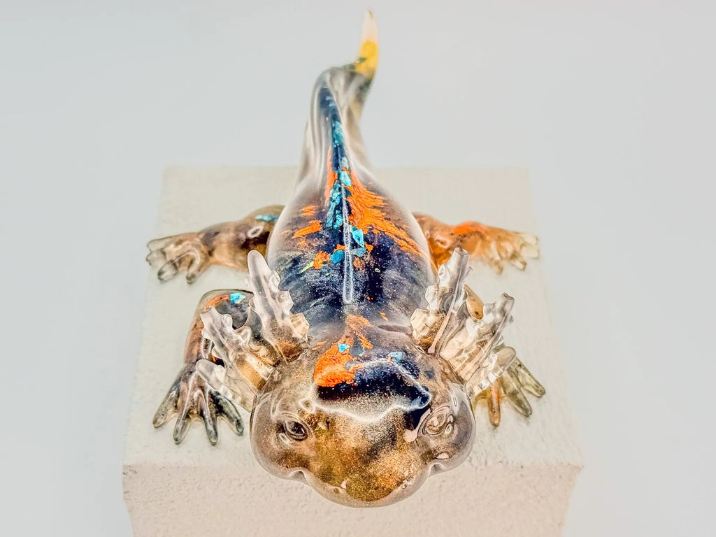 Ember & Midnight Axolotl Resin Sculpture Peppered Moth Studios, LLC 