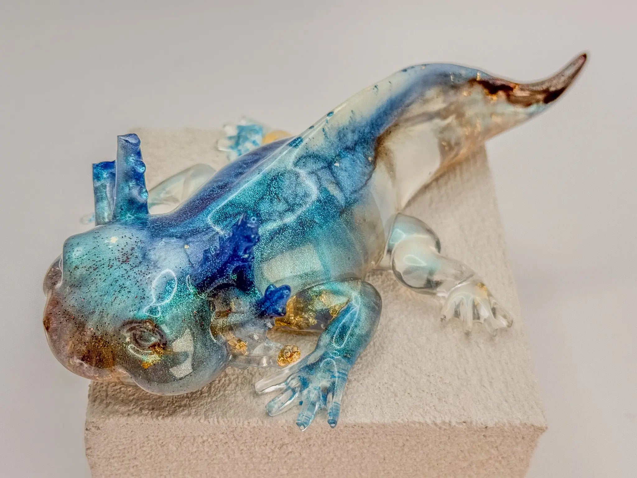 Ocean Tide Axolotl Resin Sculpture Peppered Moth Studios, LLC 