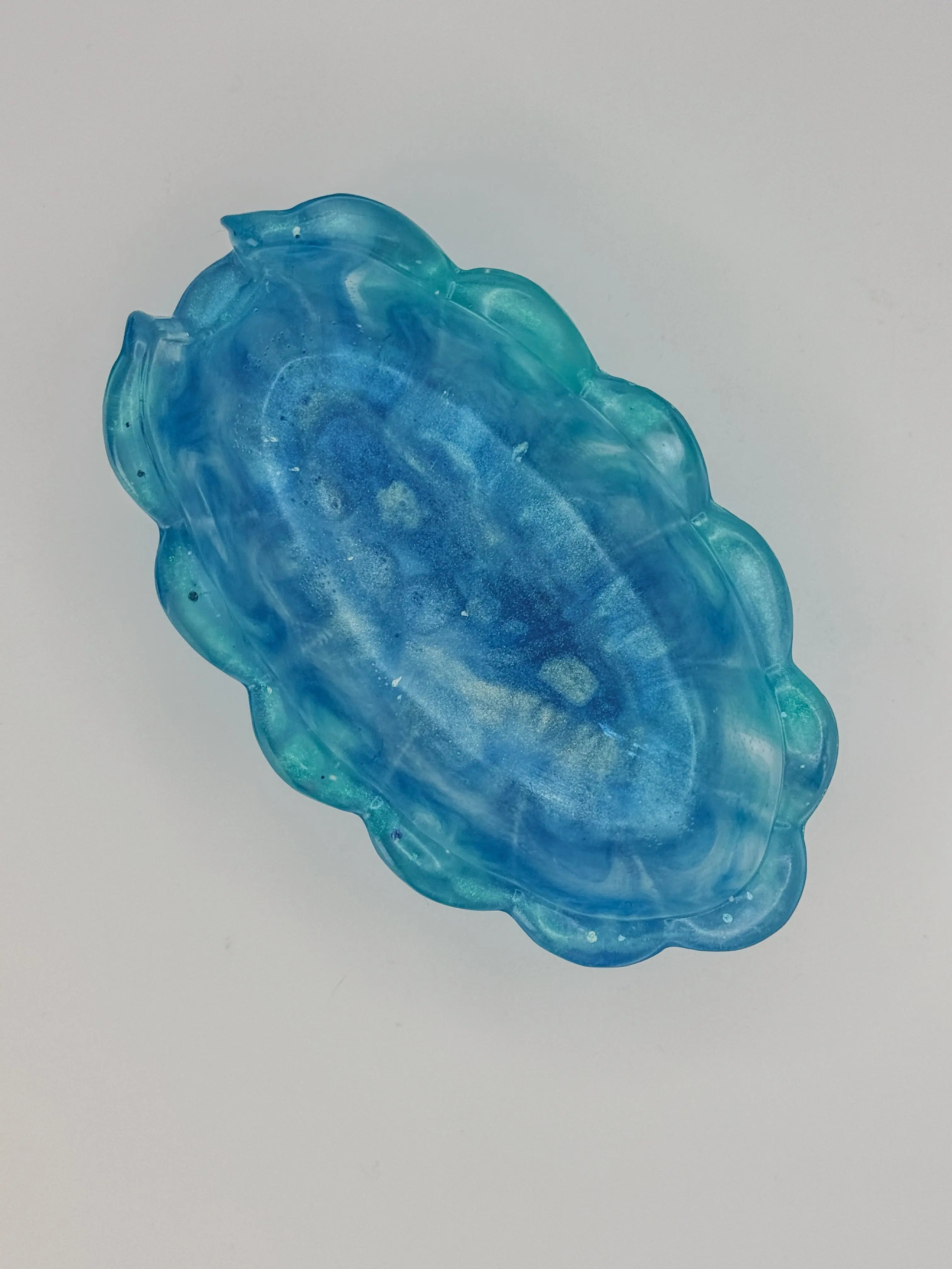 Teal & Clear Geode Resin Spoon Rest Peppered Moth Studios, LLC 