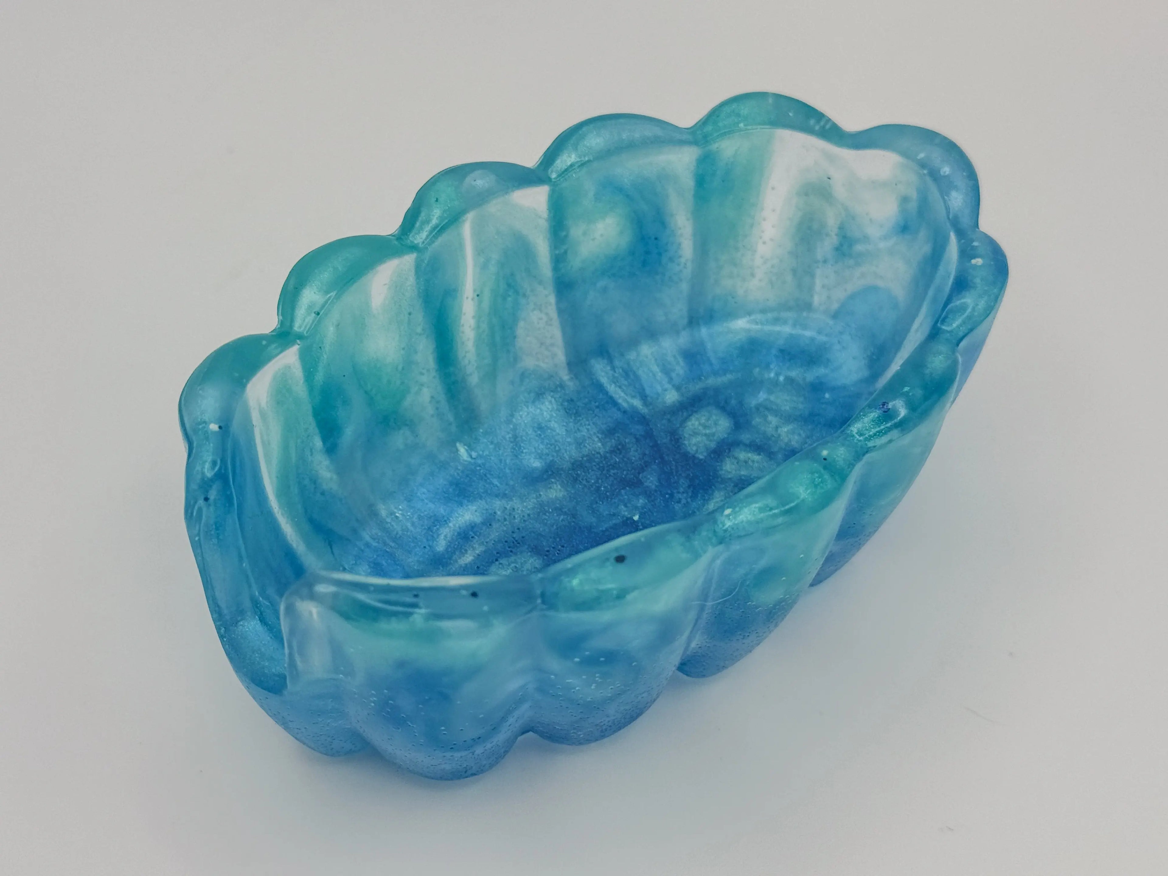 Teal & Clear Geode Resin Spoon Rest Peppered Moth Studios, LLC 