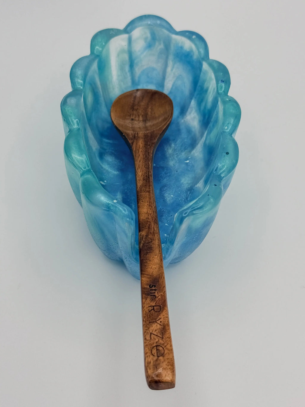 Teal & Clear Geode Resin Spoon Rest Peppered Moth Studios, LLC 