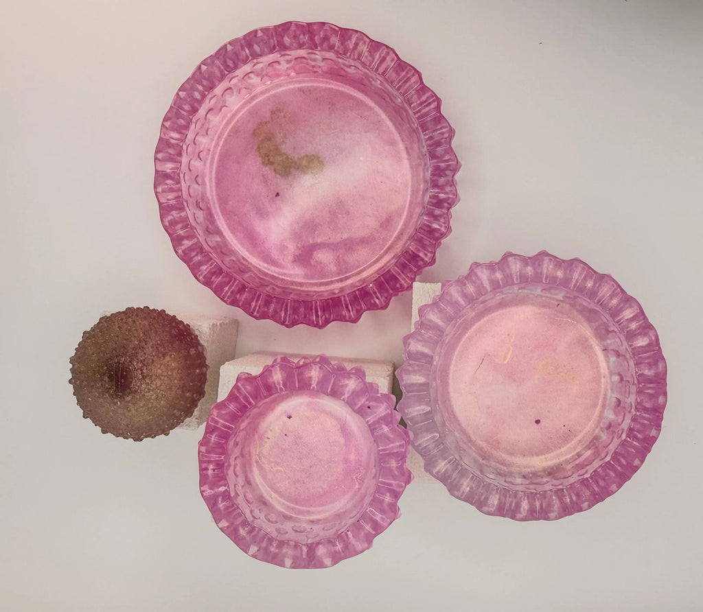Pink Nested Hobnob Resin Tray Set with Sea Urchin | 4 pieces total Peppered Moth Studios 