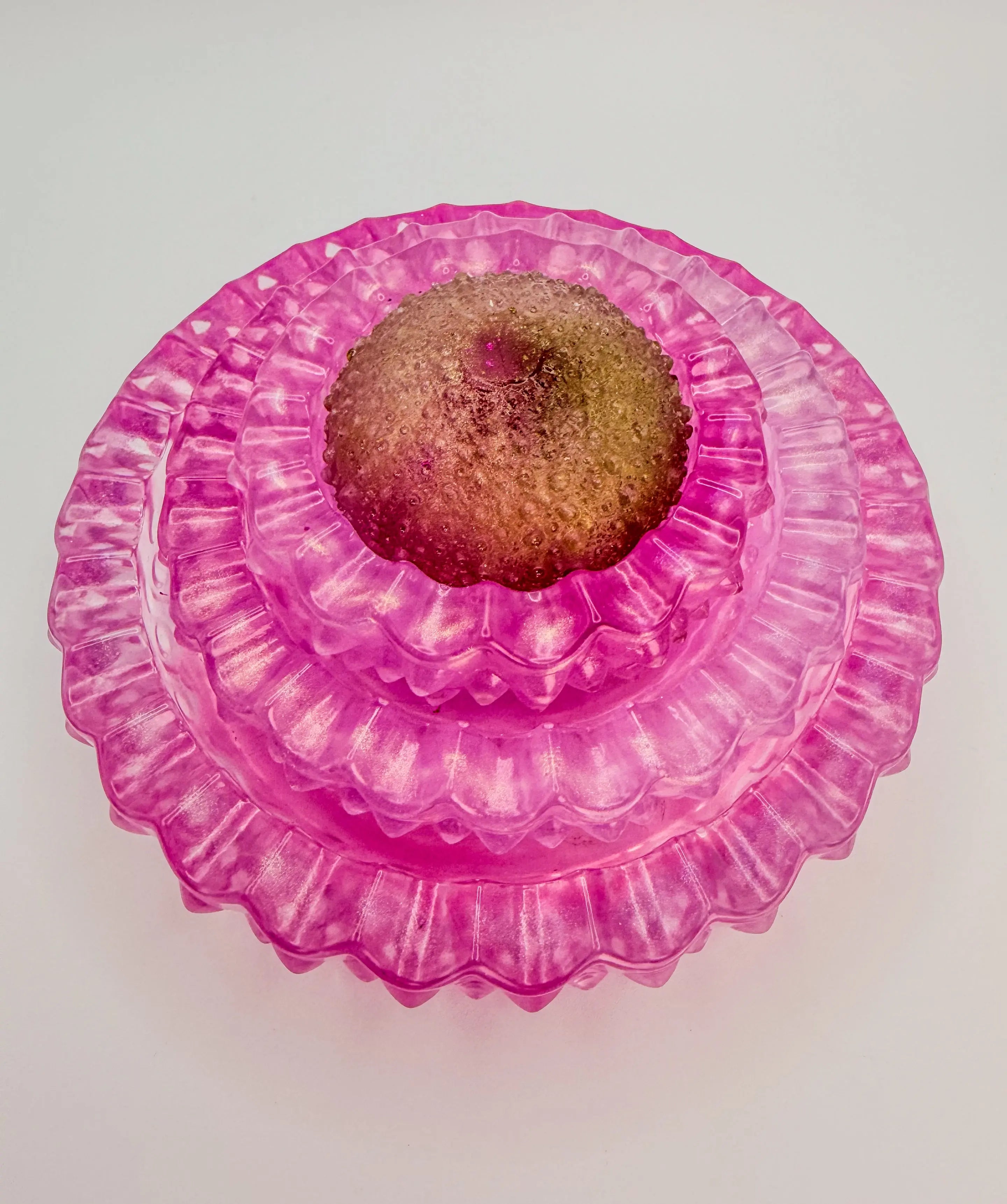 Pink Nested Hobnob Resin Tray Set with Sea Urchin | 4 pieces total Peppered Moth Studios 