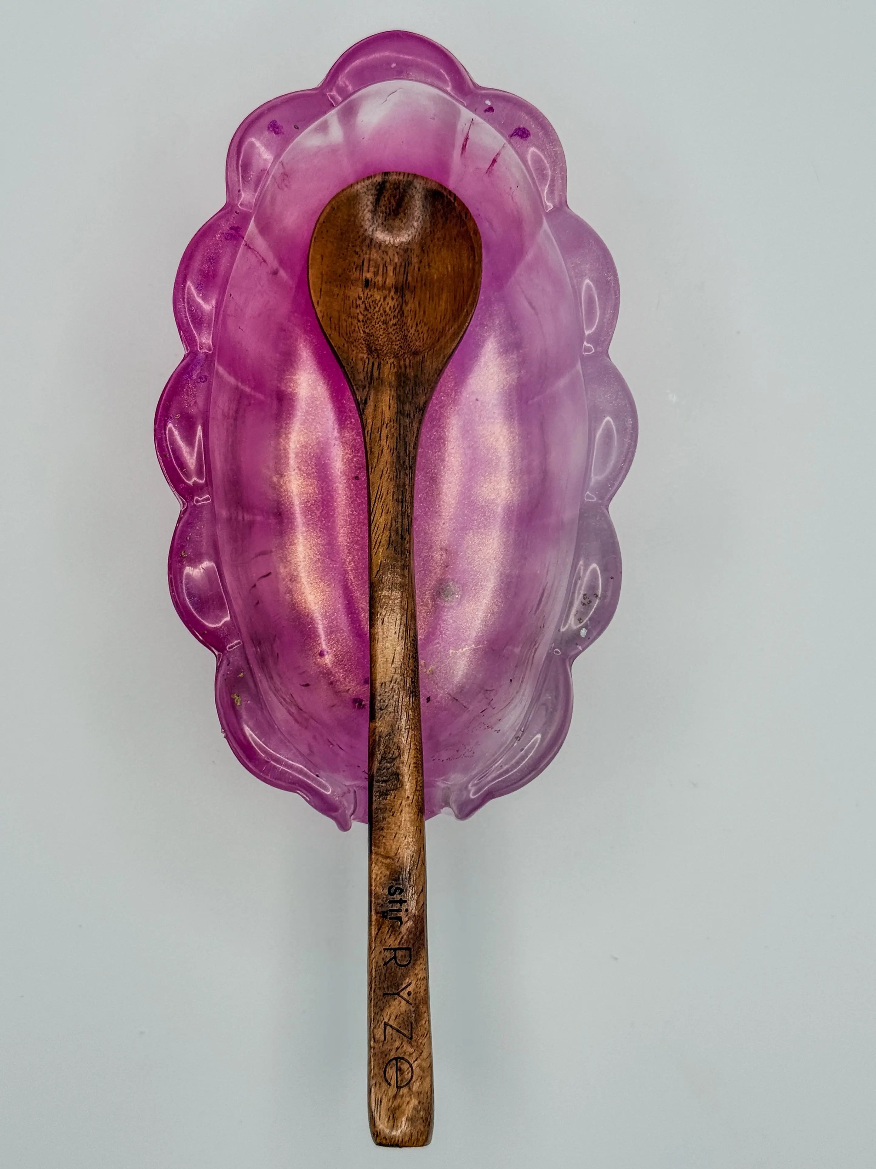 Pink, Gold & Clear Geode Resin Spoon Rest Peppered Moth Studios, LLC 