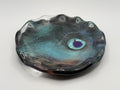 Teal, purple and black abstract design plate