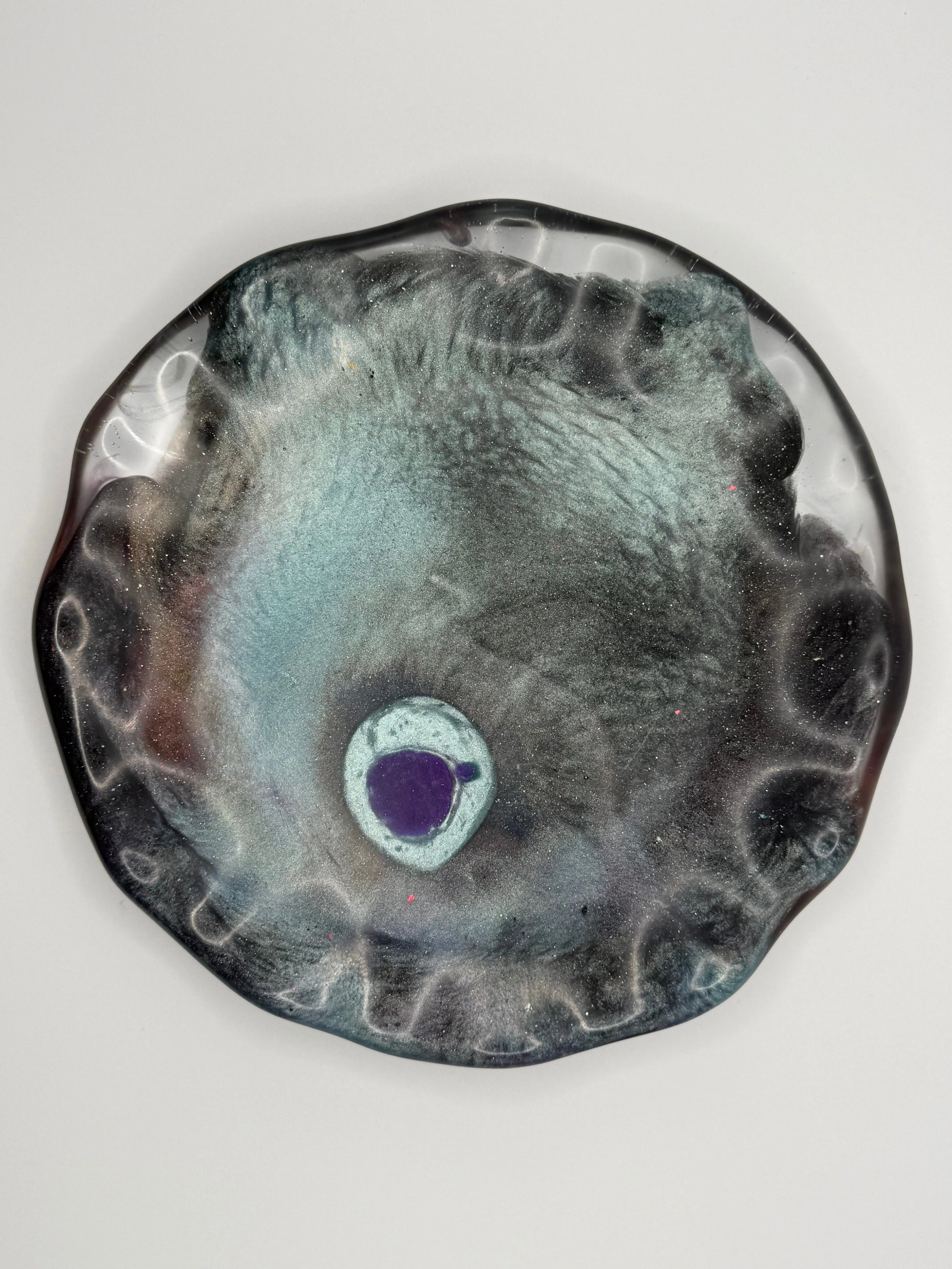 Trinket Tray | Plate |  Teal, Black & Purple Peppered Moth Studios