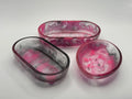Three resin trays | Soap Dishes | Fluorescent Hot Pink and Black Peppered Moth Studios